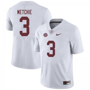 NCAA Men's Alabama Crimson Tide #3 John Metchie Stitched College 2019 Nike Authentic White Football Jersey DW17Q53NY